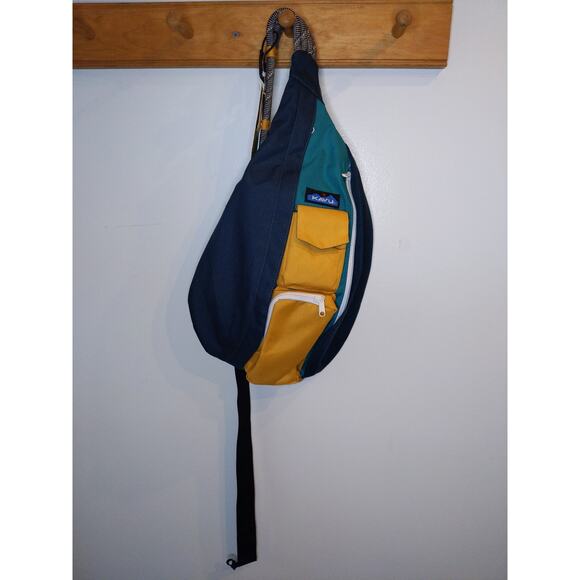 Kavu Other - KAVU Rope Bag Crossbody Sling Backpack Teal Yellow NWT Adventure Outdoor